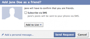 Facebook Add Friend popup