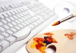 Paintbrush and keyboard
