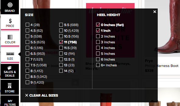 size selector