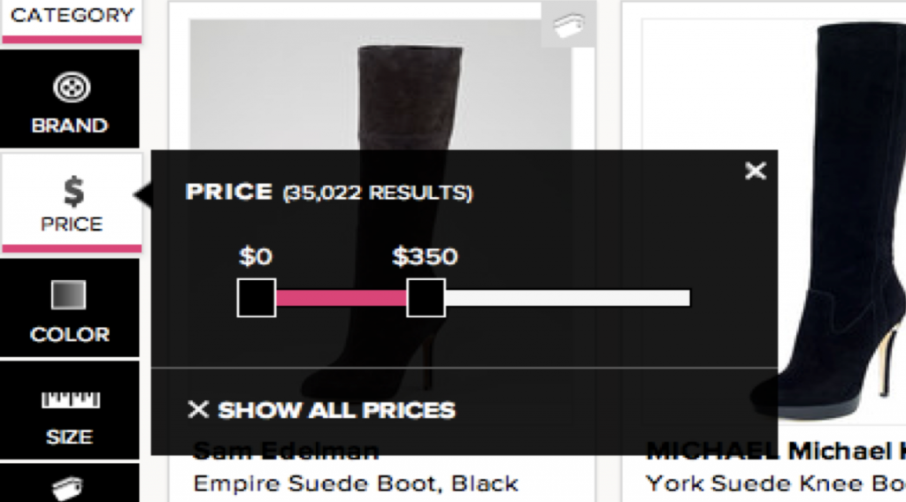 price slider
