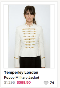 white jacket with military details