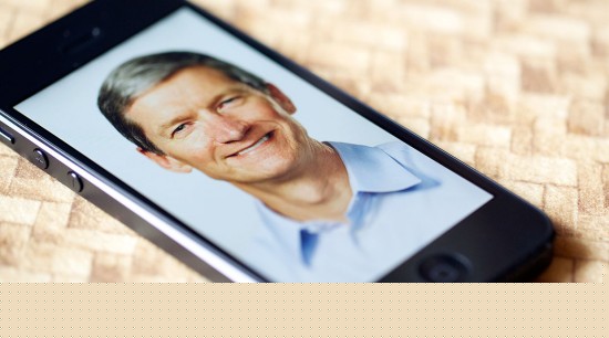 Tim Cook on an iPhone
