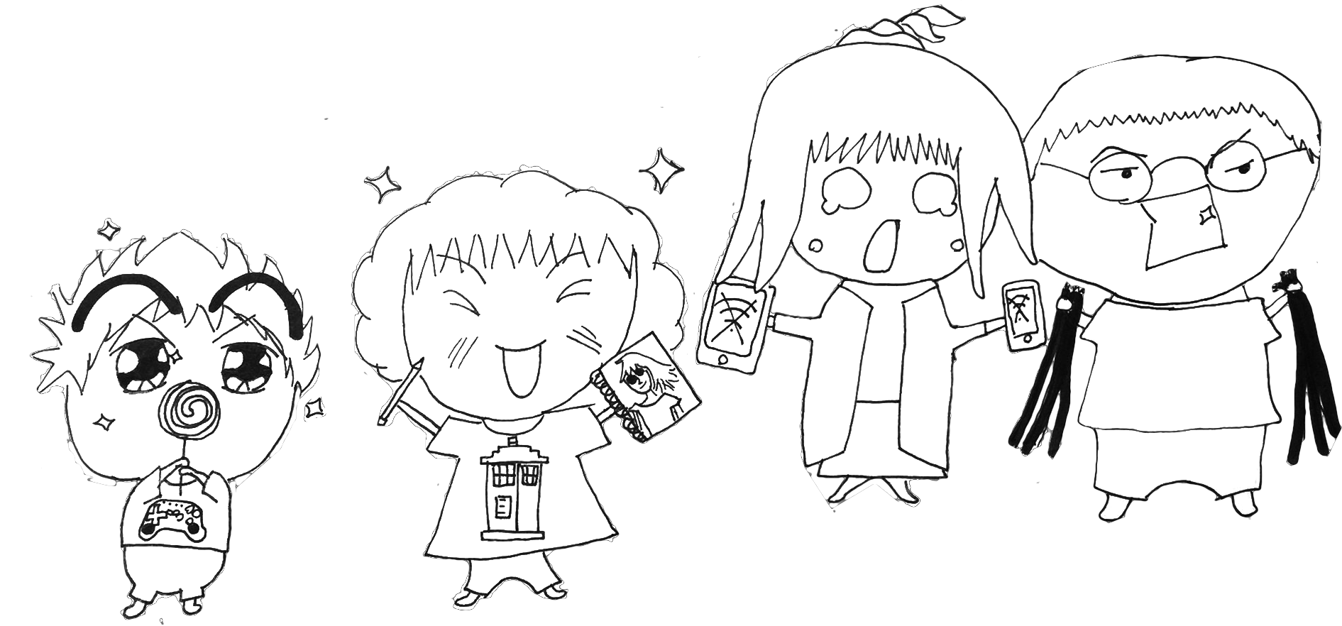 Our family, as drawn by Sweetie