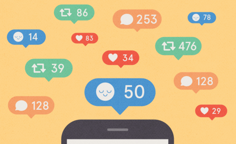 Social media metrics in thought bubbles