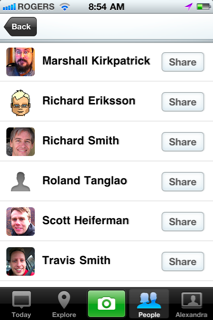 Screen shot of social network contact names, all men, on the Path