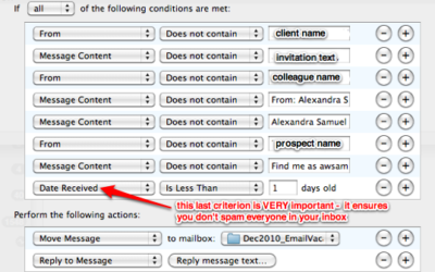 Reduce the volume of your incoming e-mail with an e-mail “vacation”