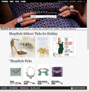 shopstyle main page