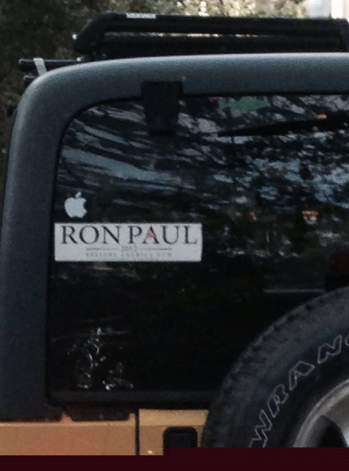 Jeep with Ron Paul and Apple Bumper stickers