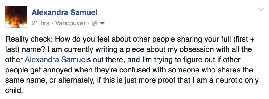 How people feel about sharing a name online