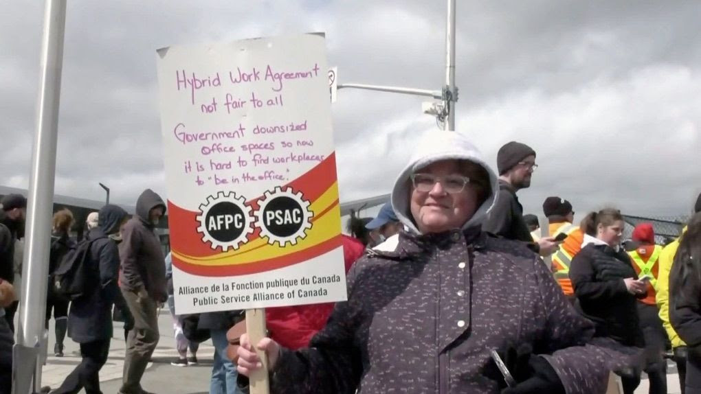 A person holds a picket sign