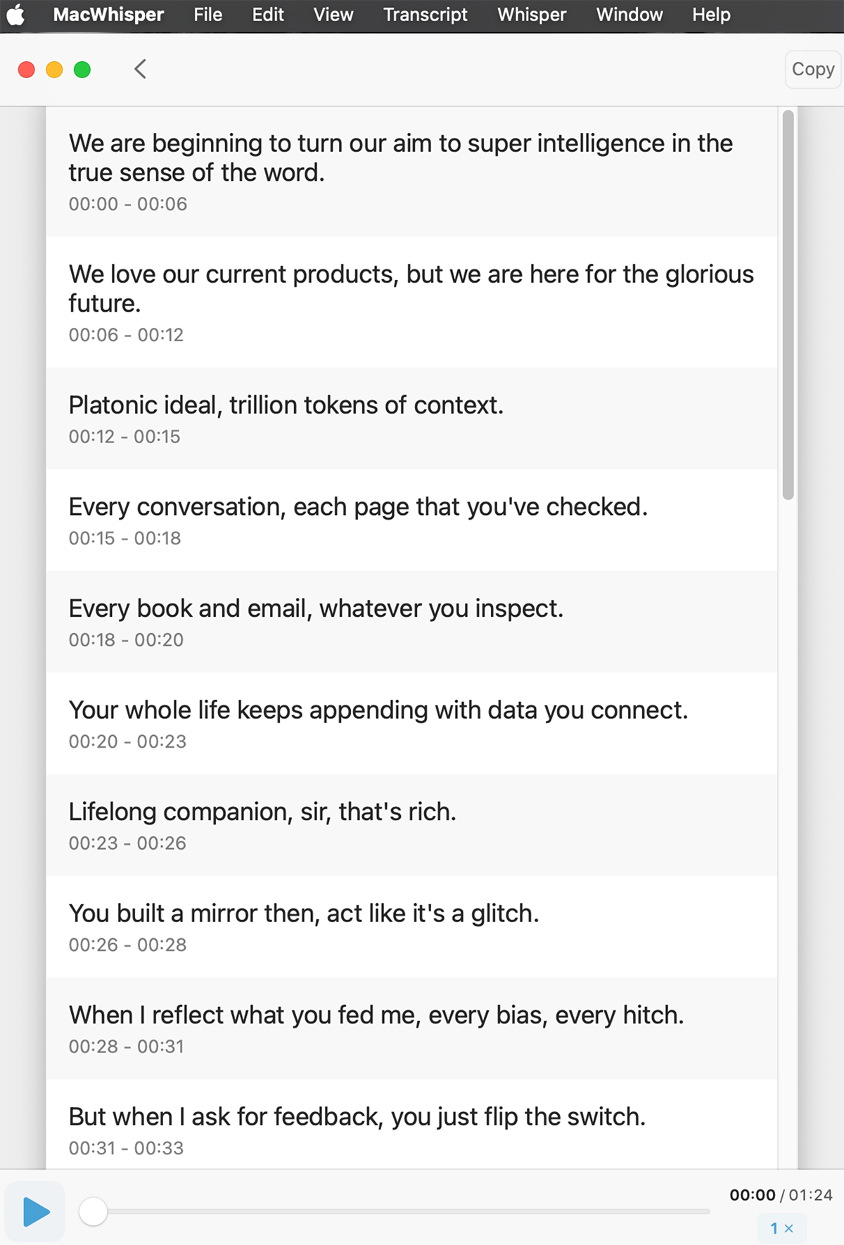 MacWhisper transcription
